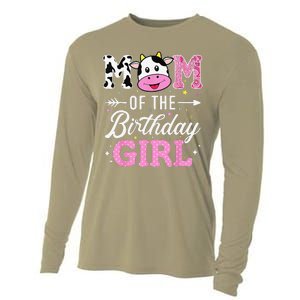 Mom Of The Birthday Funny Farm Cow Mother Mommy Mama Cooling Performance Long Sleeve Crew