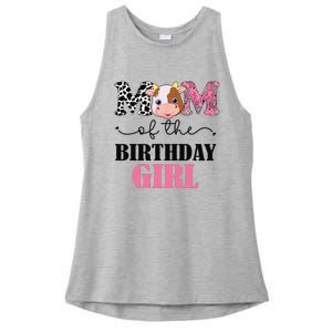 Mom of The Birthday Farm Cow Mommy Mama 1st Ladies PosiCharge Tri-Blend Wicking Tank