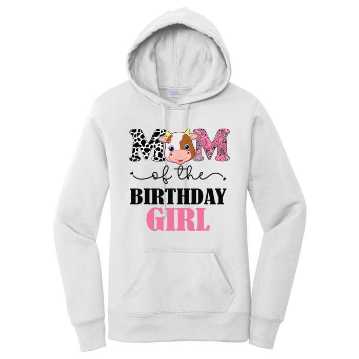 Mom of The Birthday Farm Cow Mommy Mama 1st Women's Pullover Hoodie