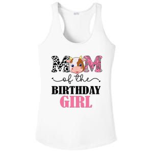 Mom of The Birthday Farm Cow Mommy Mama 1st Ladies PosiCharge Competitor Racerback Tank