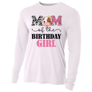 Mom of The Birthday Farm Cow Mommy Mama 1st Cooling Performance Long Sleeve Crew