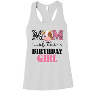 Mom of The Birthday Farm Cow Mommy Mama 1st Women's Racerback Tank