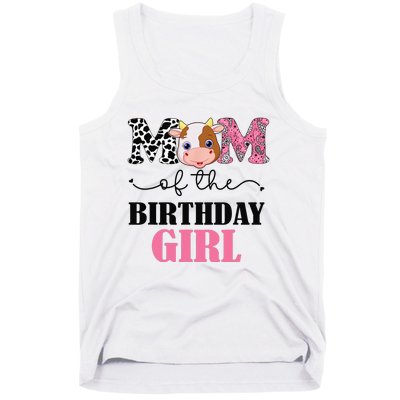 Mom of The Birthday Farm Cow Mommy Mama 1st Tank Top