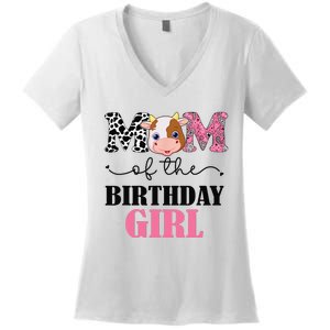 Mom of The Birthday Farm Cow Mommy Mama 1st Women's V-Neck T-Shirt