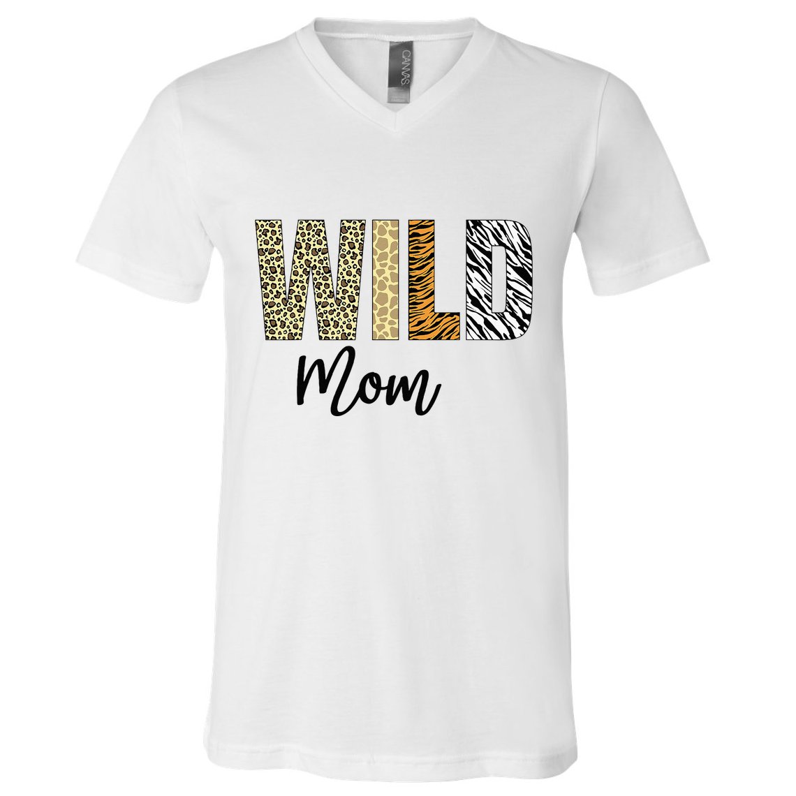 Mom Of The Wild One Zoo Birthday Safari Jungle Animal V-Neck T-Shirt