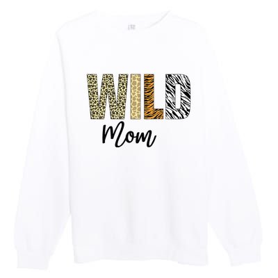 Mom Of The Wild One Zoo Birthday Safari Jungle Animal Premium Crewneck Sweatshirt