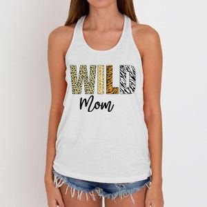 Mom Of The Wild One Zoo Birthday Safari Jungle Animal Women's Knotted Racerback Tank