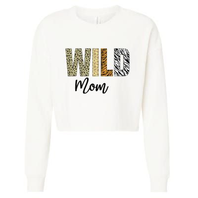 Mom Of The Wild One Zoo Birthday Safari Jungle Animal Cropped Pullover Crew