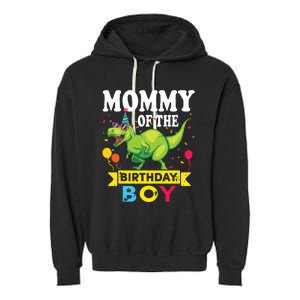 Mommy Of The Birthday TRex RAWR Dinosaur Birthday Garment-Dyed Fleece Hoodie