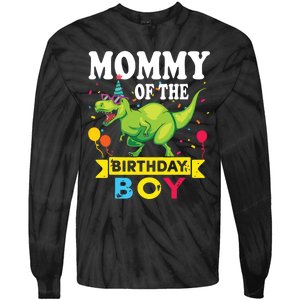 Mommy Of The Birthday TRex RAWR Dinosaur Birthday Tie-Dye Long Sleeve Shirt