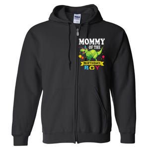 Mommy Of The Birthday TRex RAWR Dinosaur Birthday Full Zip Hoodie