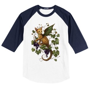 Mystical Orange Tabby Dragon Cat Fae With Grapevines Baseball Sleeve Shirt