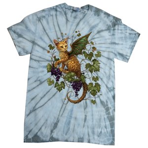 Mystical Orange Tabby Dragon Cat Fae With Grapevines Tie-Dye T-Shirt