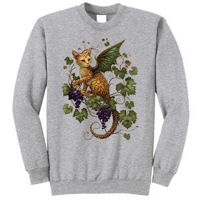 Mystical Orange Tabby Dragon Cat Fae With Grapevines Tall Sweatshirt