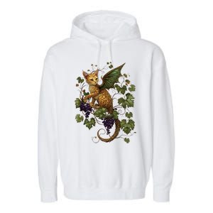 Mystical Orange Tabby Dragon Cat Fae With Grapevines Garment-Dyed Fleece Hoodie