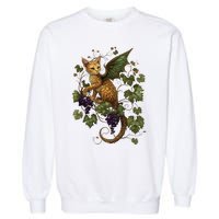 Mystical Orange Tabby Dragon Cat Fae With Grapevines Garment-Dyed Sweatshirt