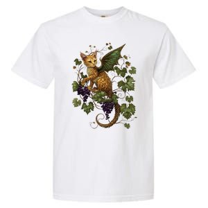 Mystical Orange Tabby Dragon Cat Fae With Grapevines Garment-Dyed Heavyweight T-Shirt