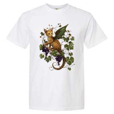 Mystical Orange Tabby Dragon Cat Fae With Grapevines Garment-Dyed Heavyweight T-Shirt