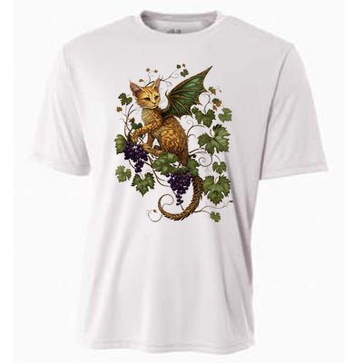 Mystical Orange Tabby Dragon Cat Fae With Grapevines Cooling Performance Crew T-Shirt