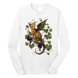 Mystical Orange Tabby Dragon Cat Fae With Grapevines Long Sleeve Shirt