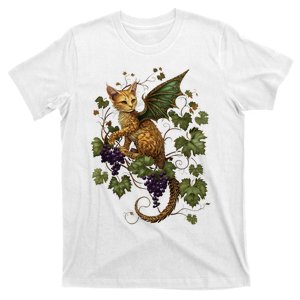 Mystical Orange Tabby Dragon Cat Fae With Grapevines T-Shirt