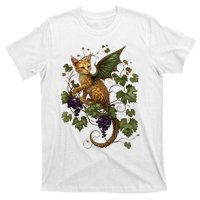 Mystical Orange Tabby Dragon Cat Fae With Grapevines T-Shirt