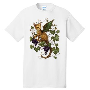 Mystical Orange Tabby Dragon Cat Fae With Grapevines Tall T-Shirt