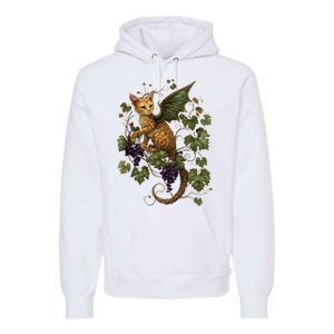 Mystical Orange Tabby Dragon Cat Fae With Grapevines Premium Hoodie