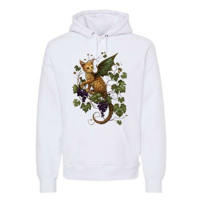 Mystical Orange Tabby Dragon Cat Fae With Grapevines Premium Hoodie