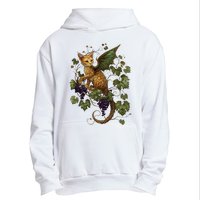 Mystical Orange Tabby Dragon Cat Fae With Grapevines Urban Pullover Hoodie