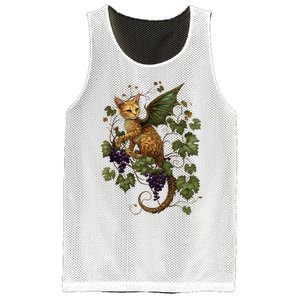 Mystical Orange Tabby Dragon Cat Fae With Grapevines Mesh Reversible Basketball Jersey Tank