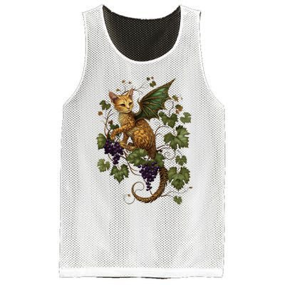 Mystical Orange Tabby Dragon Cat Fae With Grapevines Mesh Reversible Basketball Jersey Tank