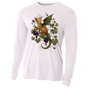 Mystical Orange Tabby Dragon Cat Fae With Grapevines Cooling Performance Long Sleeve Crew