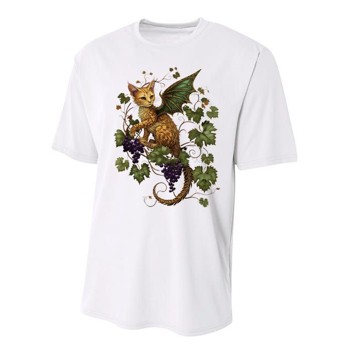 Mystical Orange Tabby Dragon Cat Fae With Grapevines Performance Sprint T-Shirt