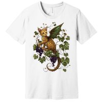 Mystical Orange Tabby Dragon Cat Fae With Grapevines Premium T-Shirt