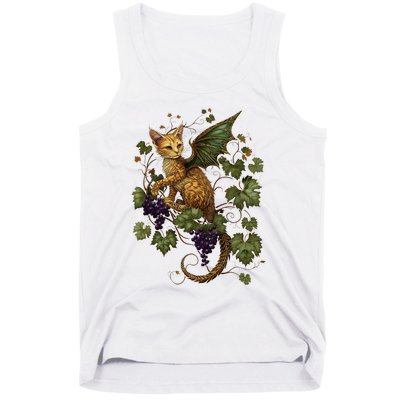 Mystical Orange Tabby Dragon Cat Fae With Grapevines Tank Top