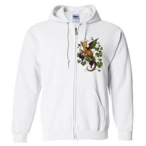 Mystical Orange Tabby Dragon Cat Fae With Grapevines Full Zip Hoodie