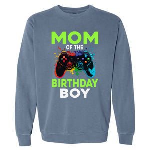 Mom Of The Birthday Matching Video Gamer Birthday Party Garment-Dyed Sweatshirt