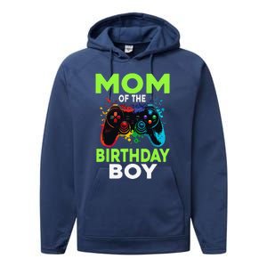 Mom Of The Birthday Matching Video Gamer Birthday Party Performance Fleece Hoodie