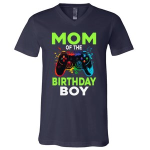 Mom Of The Birthday Matching Video Gamer Birthday Party V-Neck T-Shirt