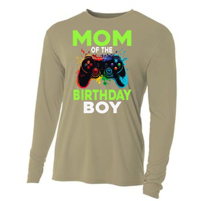 Mom Of The Birthday Matching Video Gamer Birthday Party Cooling Performance Long Sleeve Crew