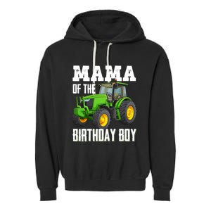 Mama Of The Birthday Boy Family Tractors Farm Trucks Bday Garment-Dyed Fleece Hoodie