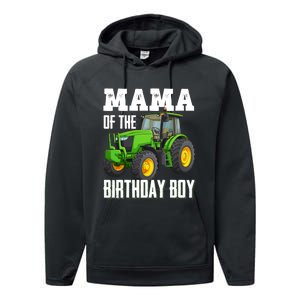 Mama Of The Birthday Boy Family Tractors Farm Trucks Bday Performance Fleece Hoodie