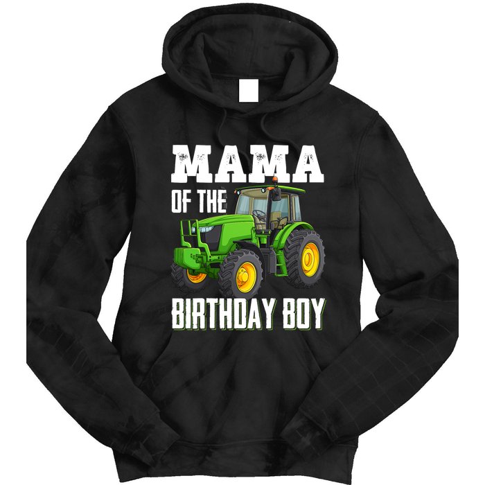 Mama Of The Birthday Boy Family Tractors Farm Trucks Bday Tie Dye Hoodie