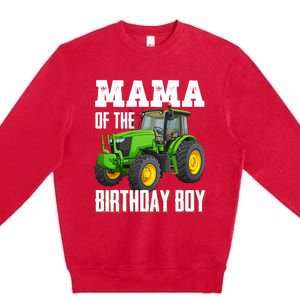 Mama Of The Birthday Boy Family Tractors Farm Trucks Bday Premium Crewneck Sweatshirt