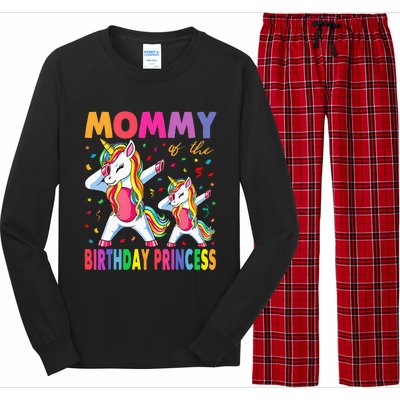 Mommy Of The Birthday Princess Girl Dabbing Unicorn Mom Long Sleeve Pajama Set