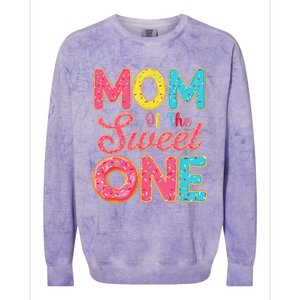 Mom Of The Sweet One 1st Birthday Donut Theme Family Colorblast Crewneck Sweatshirt