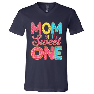 Mom Of The Sweet One 1st Birthday Donut Theme Family V-Neck T-Shirt