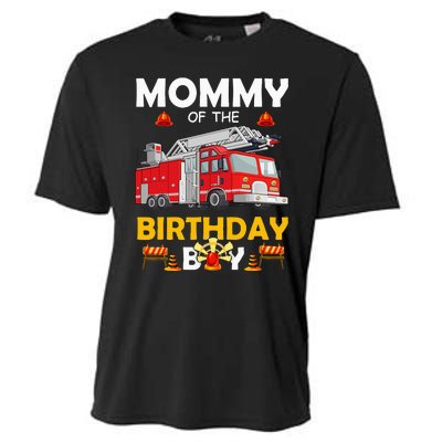 Mommy Of The Birthday Fire Truck Firefighter Party Mom Cooling Performance Crew T-Shirt