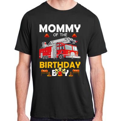 Mommy Of The Birthday Fire Truck Firefighter Party Mom Adult ChromaSoft Performance T-Shirt